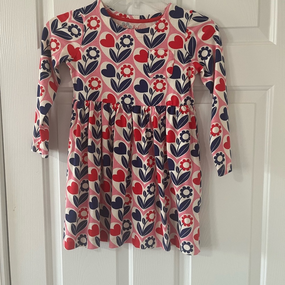 Mini Boden Black and White Fit and Flare Dress with 3/4 Sleeves